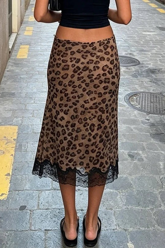 ZEYA - Lisa Leopard Lace Midi Skirt