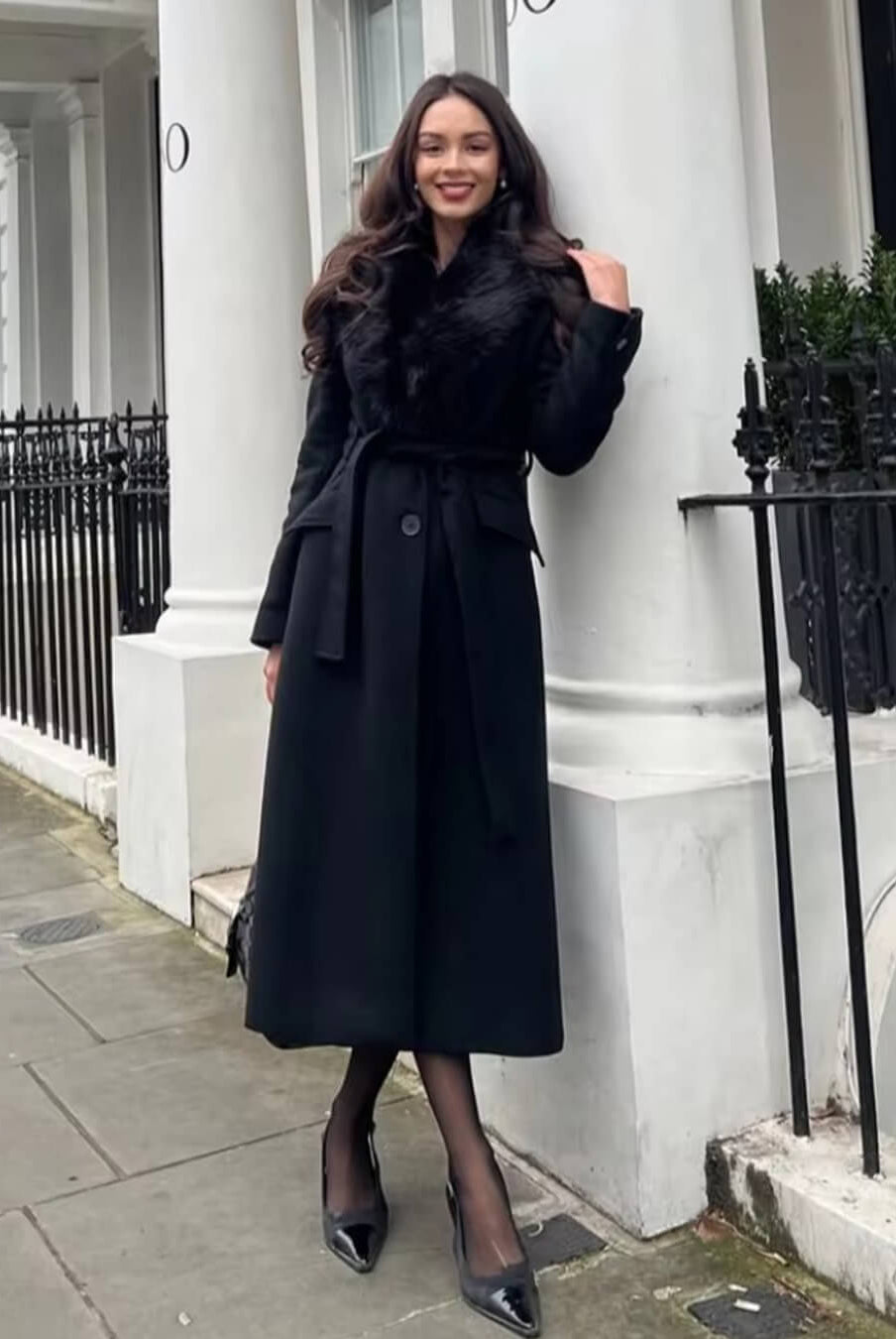 ZEYA - Lola Faux Fur Collar Maxi Coat