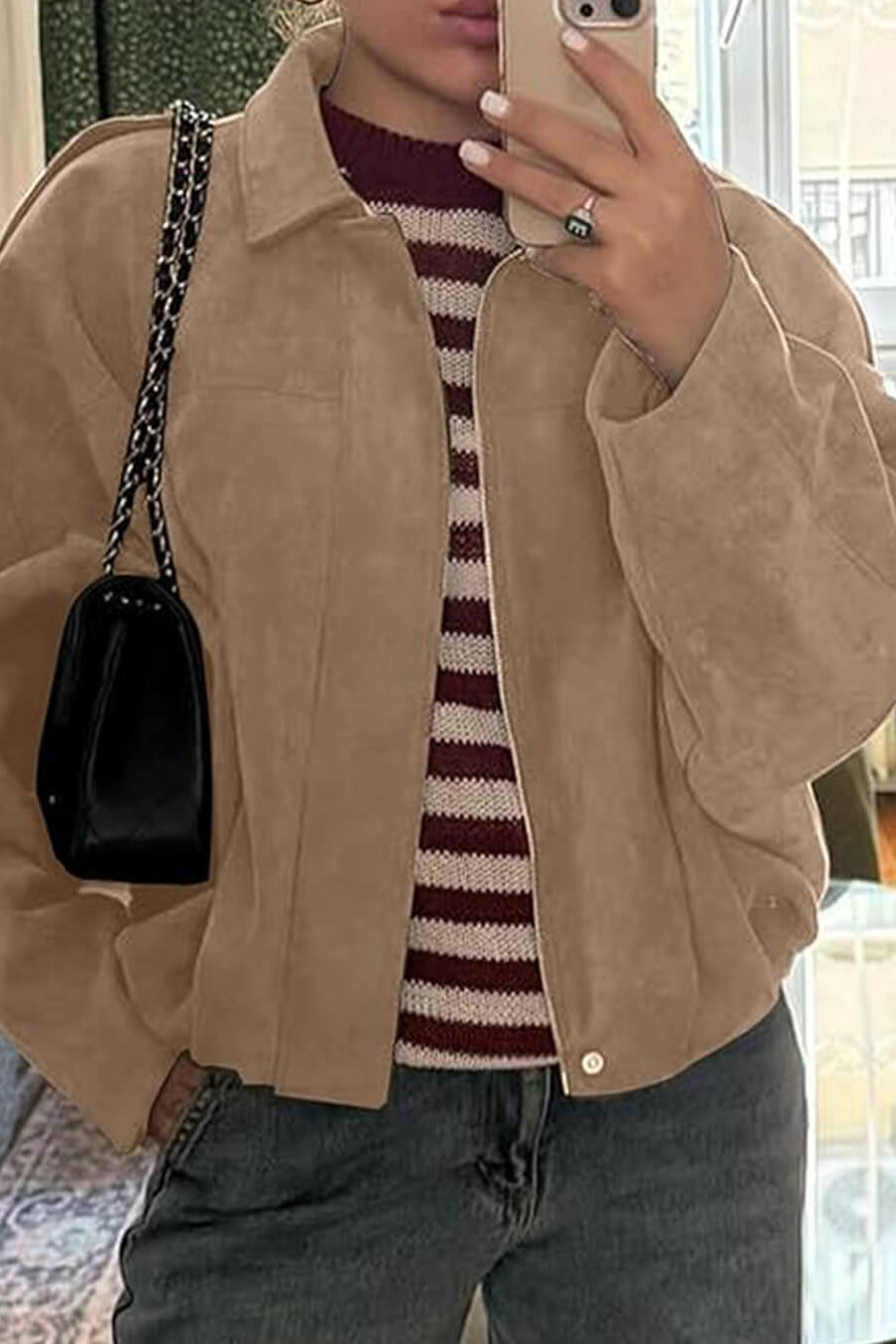 ZEYA - Lori Suede Bomber Jacket