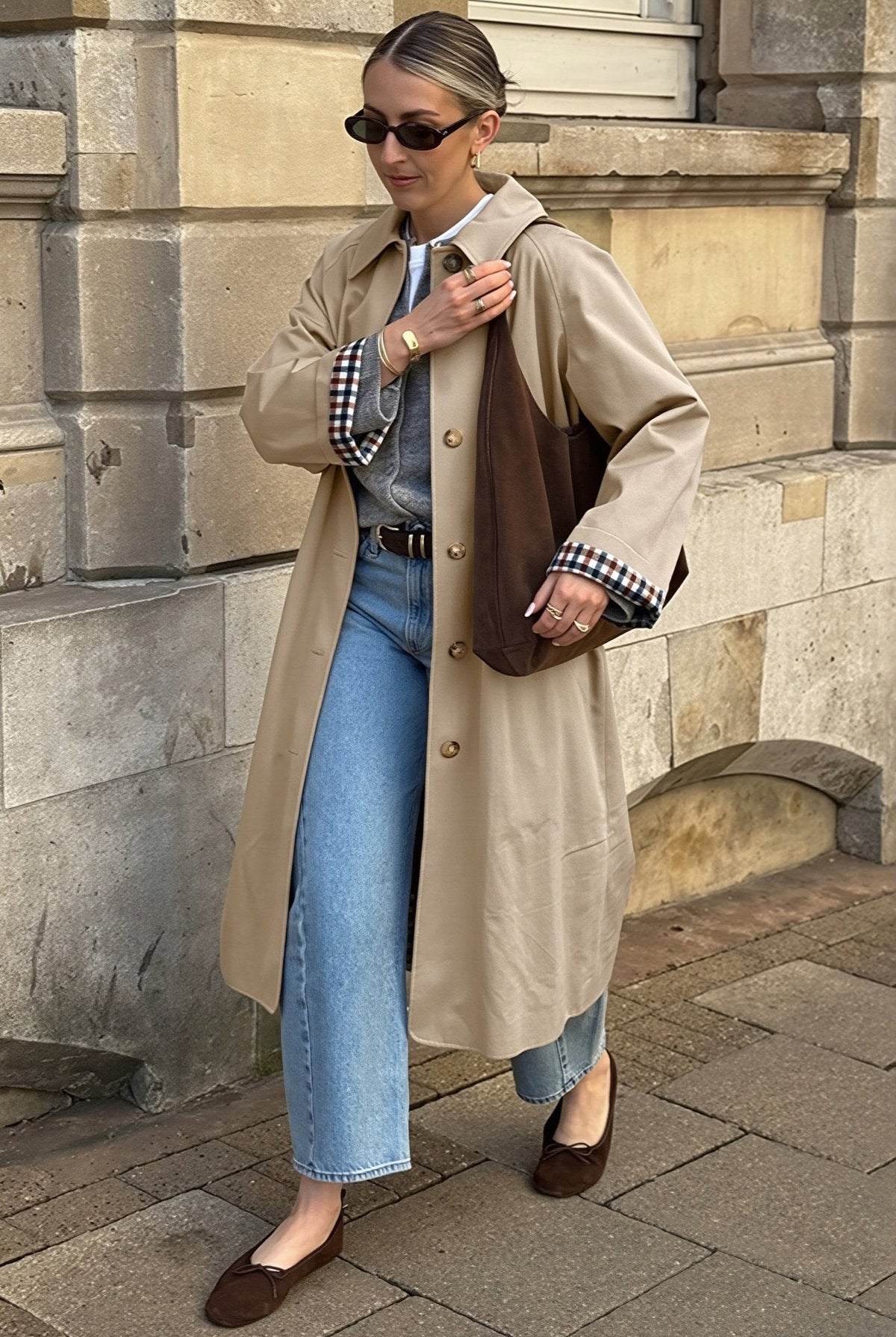ZEYA - Lucy Check-Accent Trench Coat
