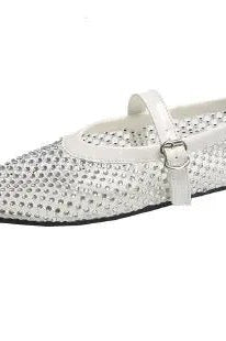 ZEYA - Marilyn Rhinestone Mesh Flat Shoes