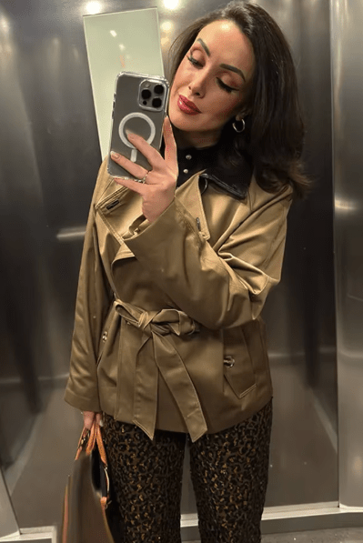 ZEYA - Mary Contrast Collar Belted Trench Coat