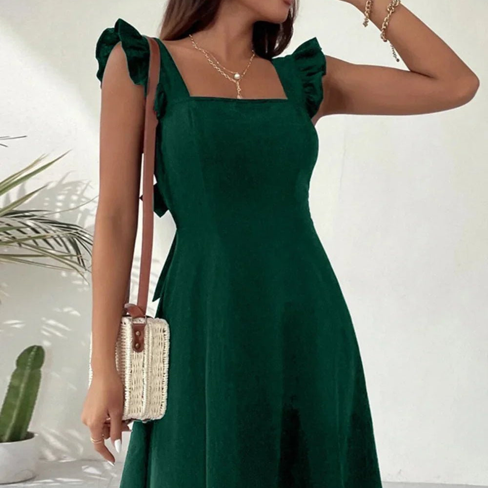 ZEYA - Mary Ruffle Tie-Back Mini Dress