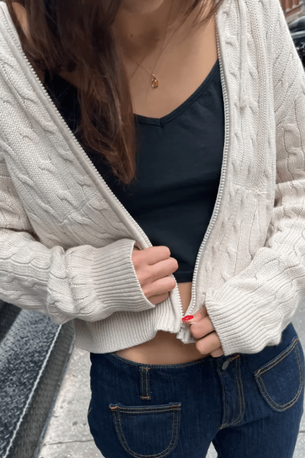 ZEYA - Melanie High Neck Zip Up Knit Cardigan