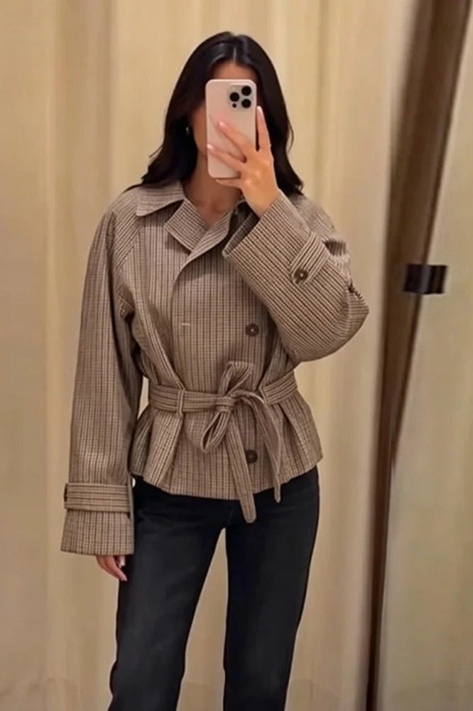 ZEYA - Melissa Plaid Belted Trench Coat
