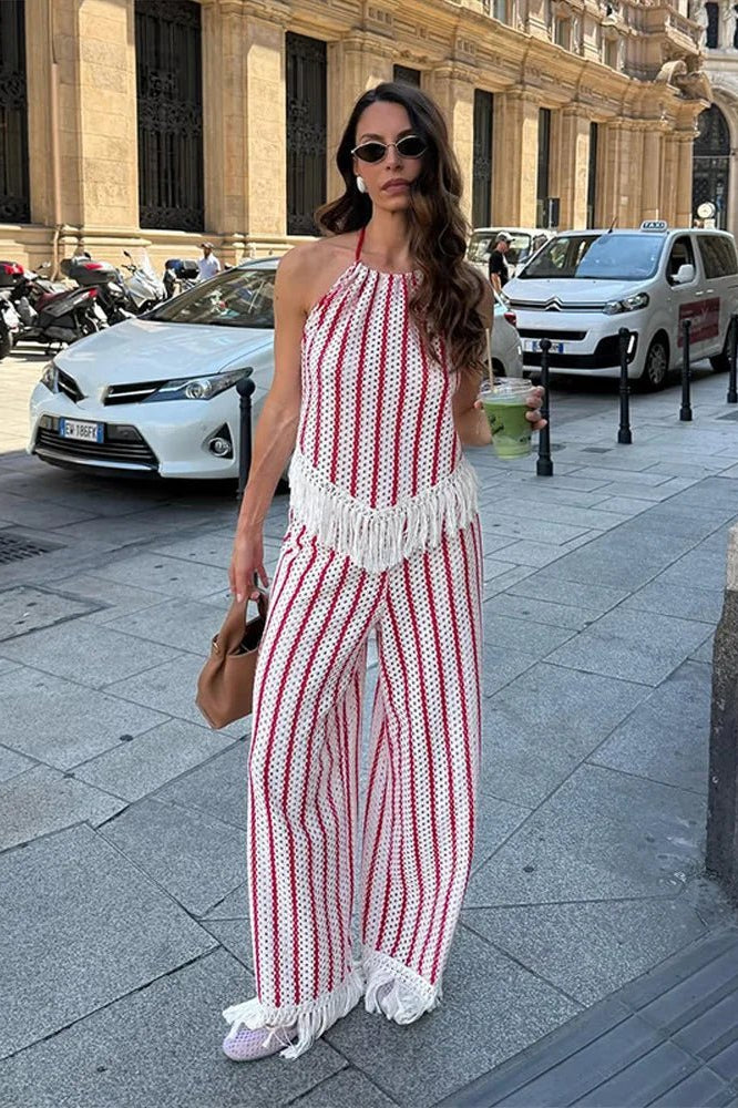 ZEYA - Mila Striped Fringe Two-Piece Set