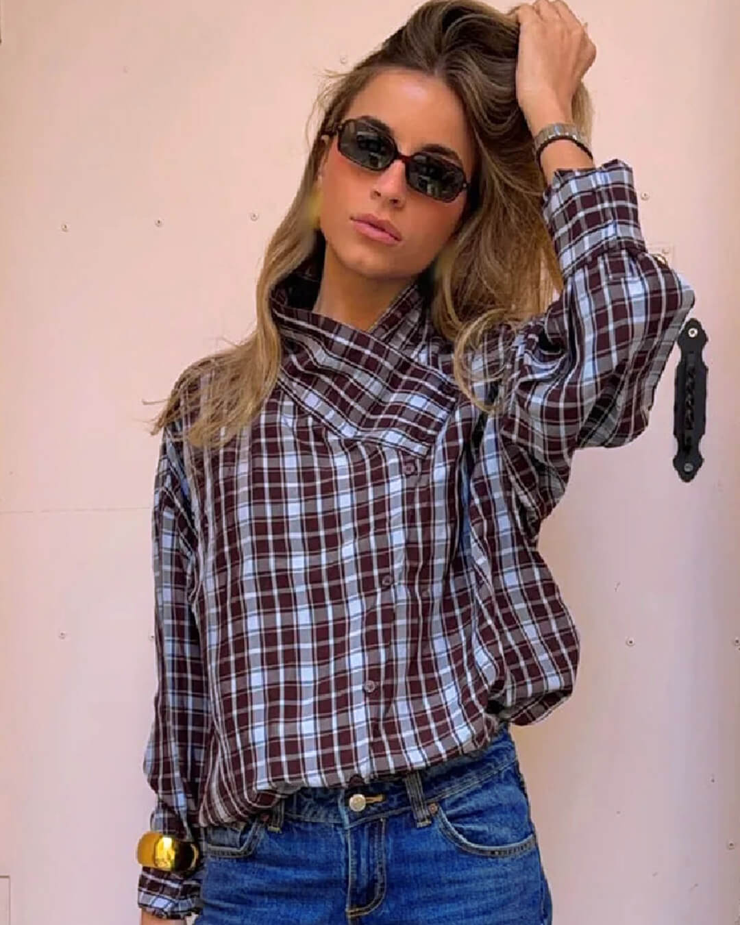 ZEYA - Monica Plaid Poplin Wrap Shirt