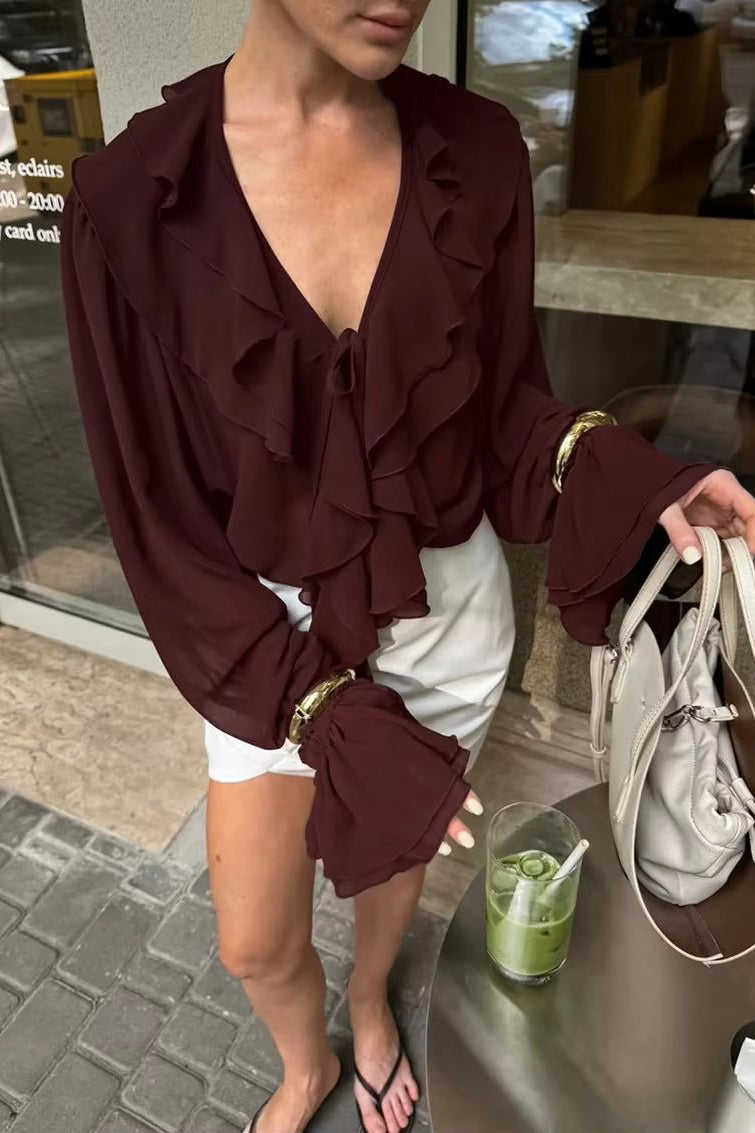 ZEYA - Monica Tie Neck Ruffled Blouse