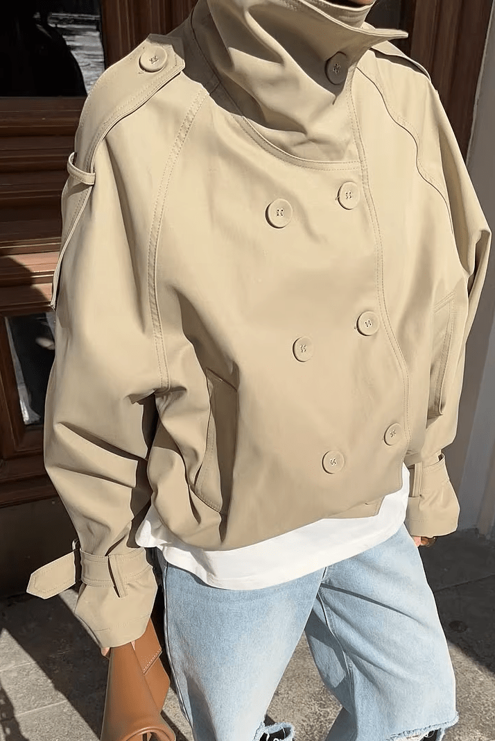 ZEYA - Natalie High Funnel Neck Cropped Trench Jacket