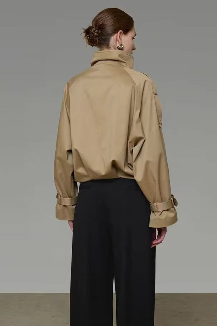 ZEYA - Natalie High Funnel Neck Cropped Trench Jacket