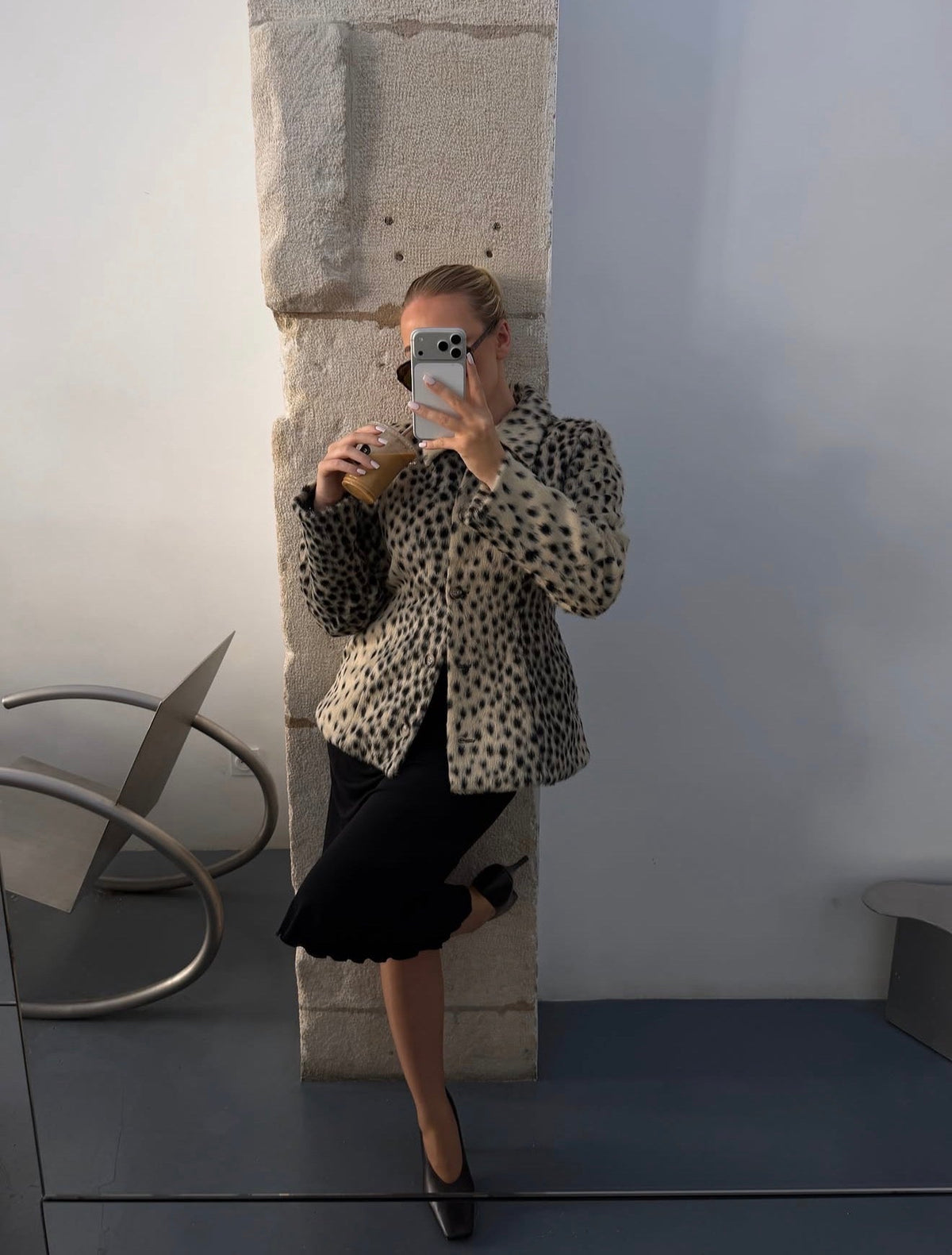 ZEYA - Natalie Leopard Faux Fur Lapel Coat