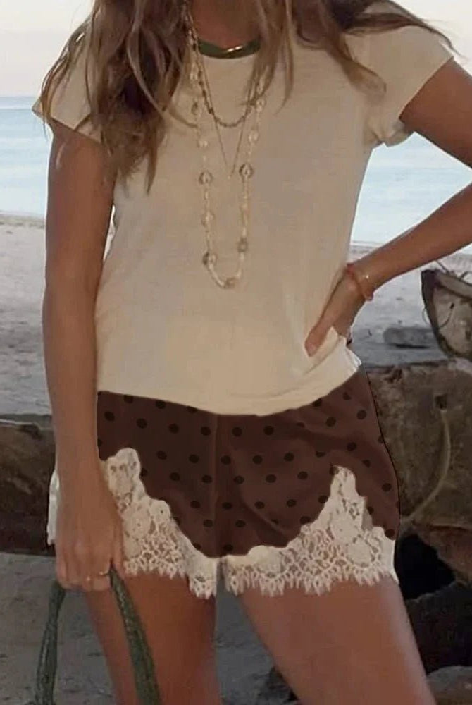 ZEYA - Natasha Polka Dot Lace Trim Shorts