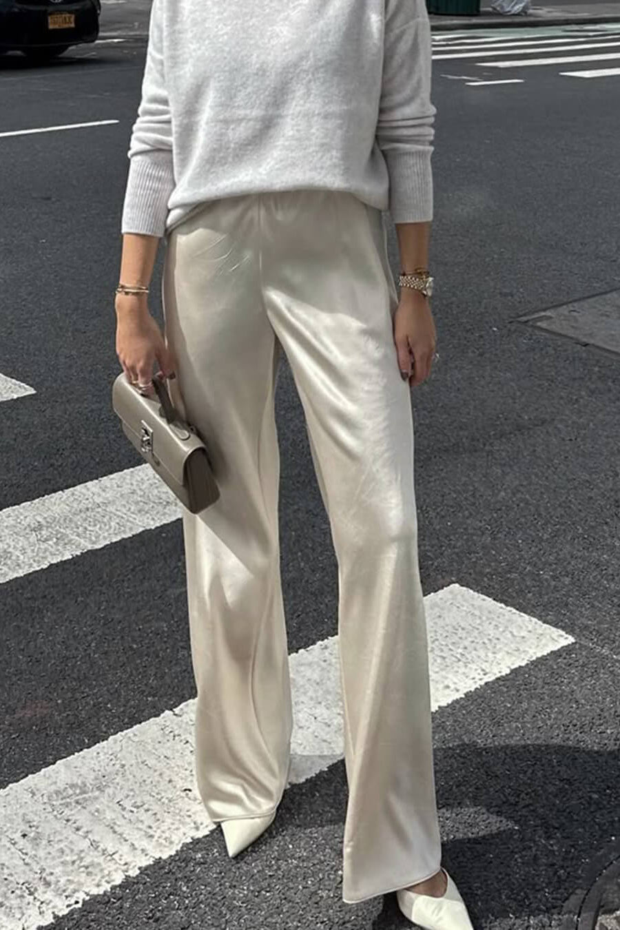 ZEYA - Nenita Wide Leg Satin Trousers