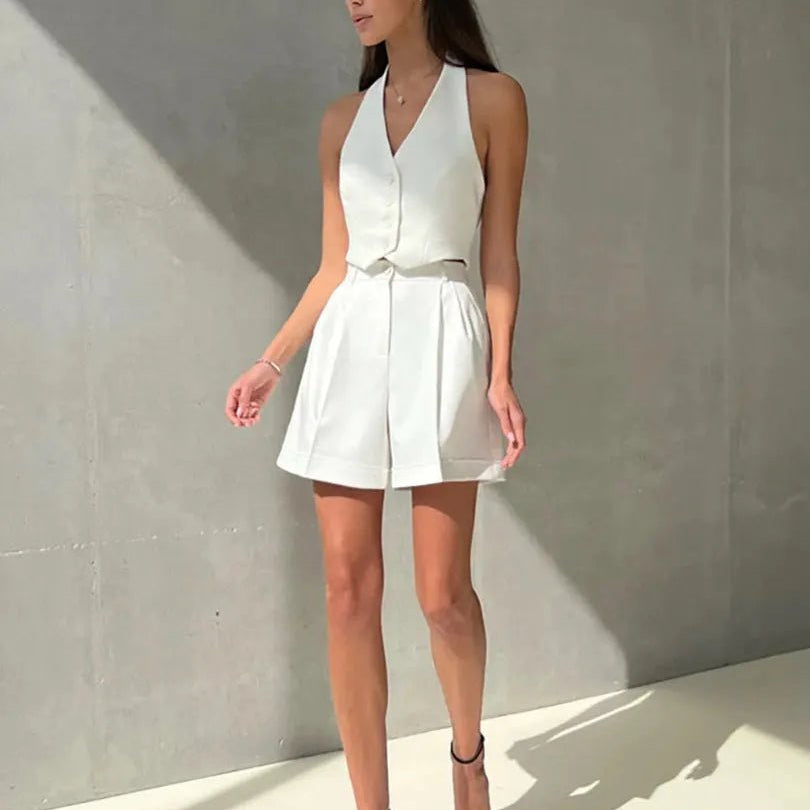 ZEYA - Nicole Tailored Halter Vest & Shorts Set