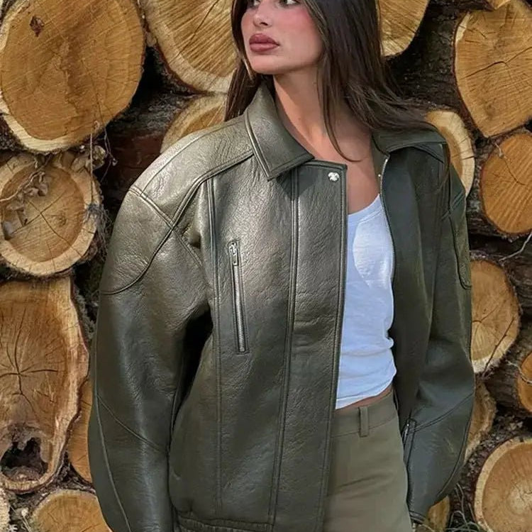 ZEYA - Nova Faux Leather BomberJacket