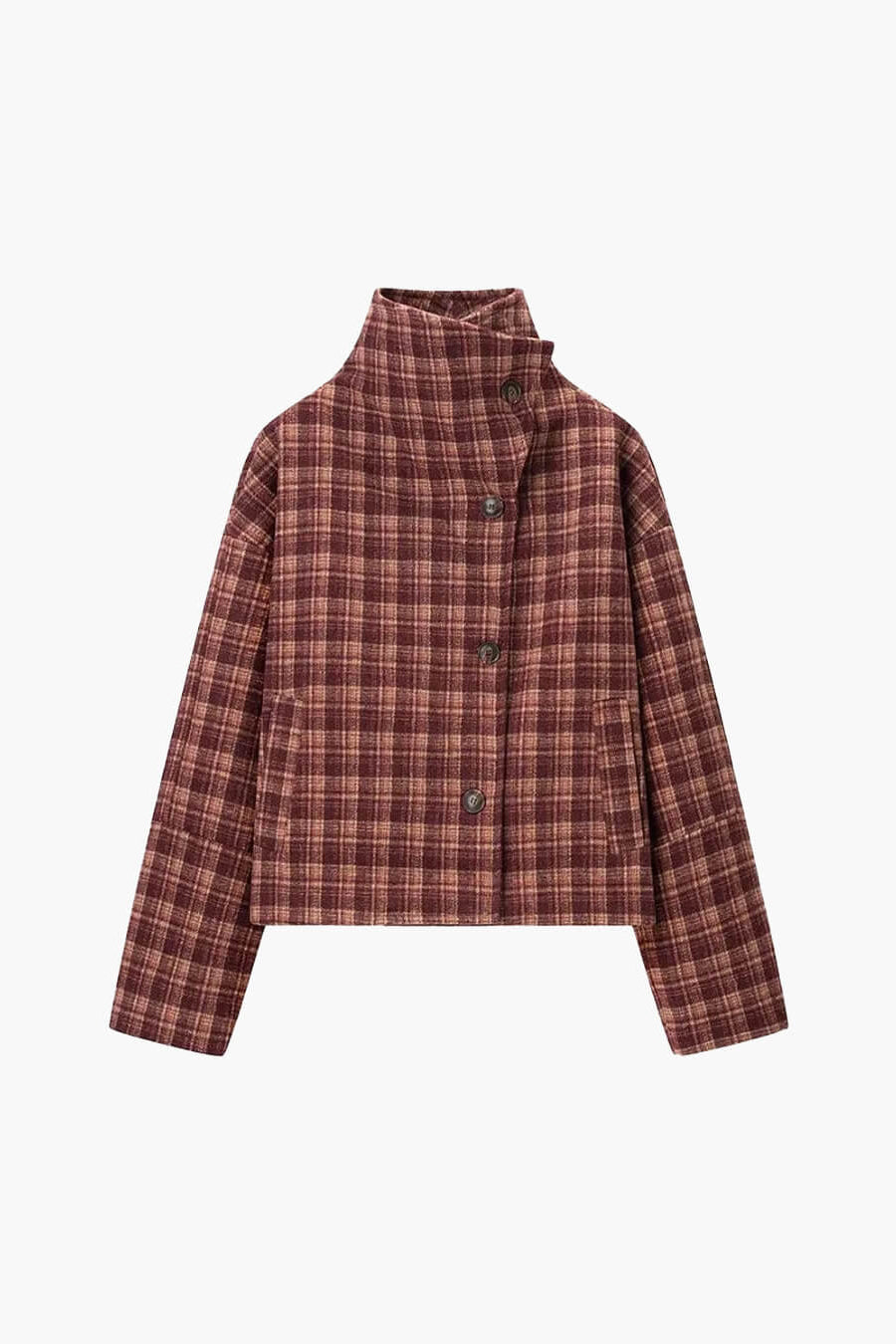 ZEYA - Rachel Plaid Stand Collar Coat