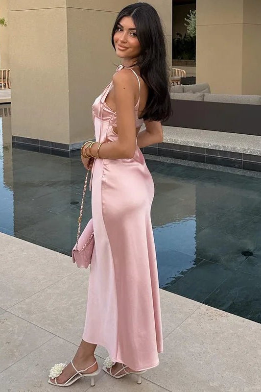 ZEYA - Renata Lace-Up Spaghetti Strap Maxi Dress