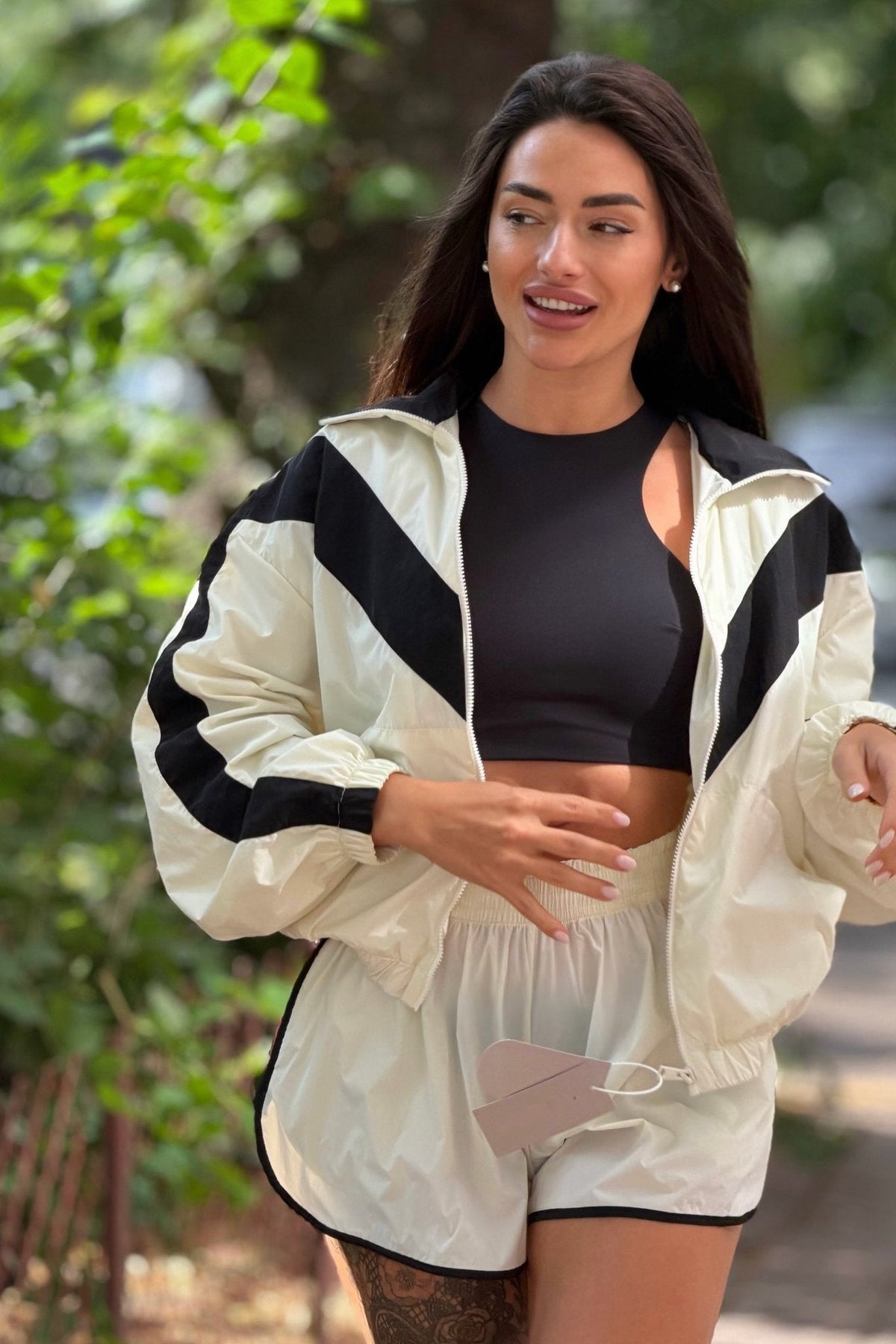ZEYA - Sandra Chevron Windbreaker Shorts Set