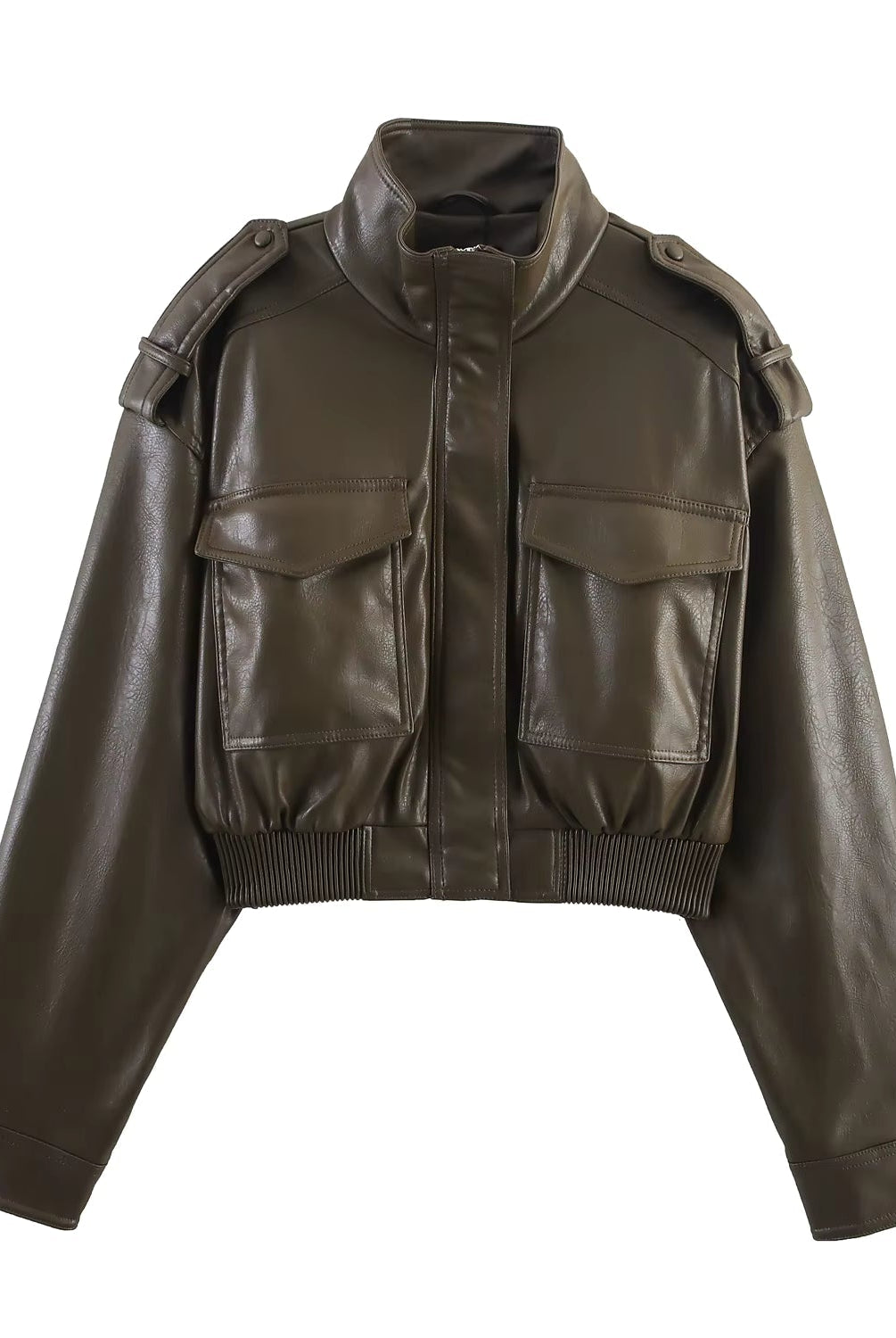 ZEYA - Sofia Faux Leather Bomber Jacket