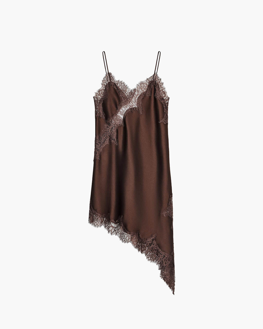 ZEYA - Sophia Asymmetric Satin Lace Midi Dress