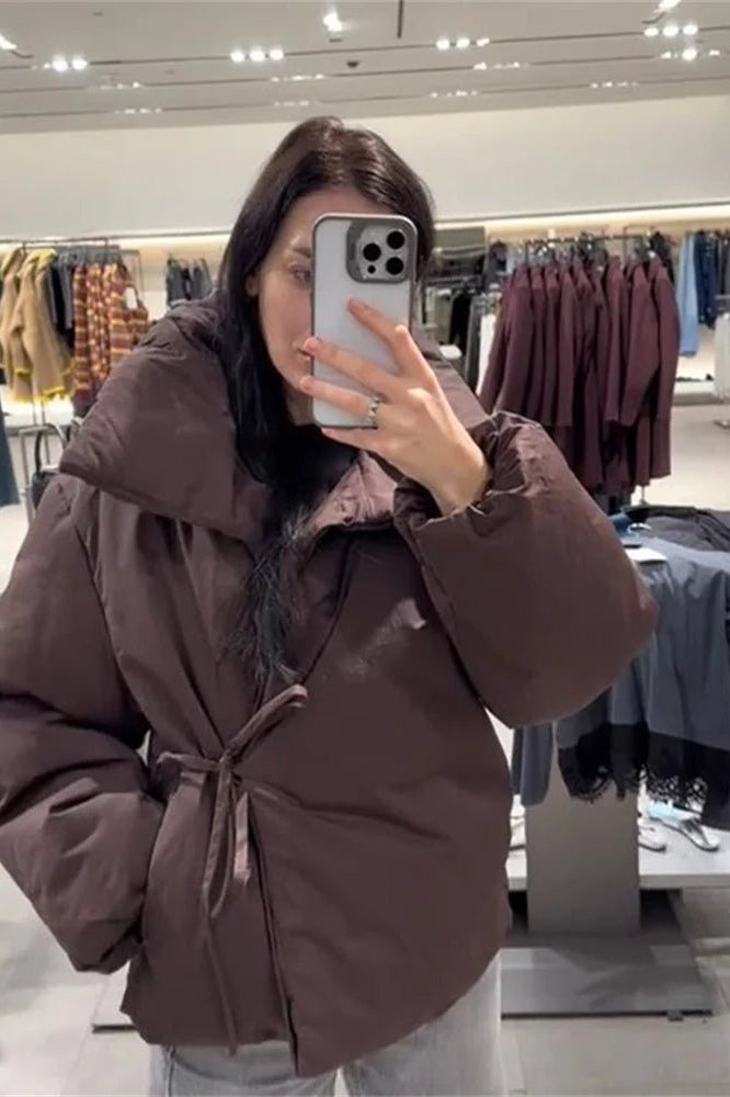 ZEYA - Suzanne High Collar Tie - Up Puffer Jacket
