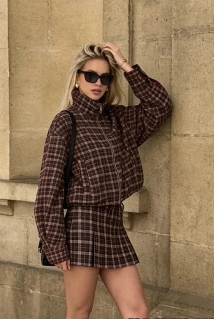 ZEYA - Tessa Checked Jacket & Mini Skirt Set