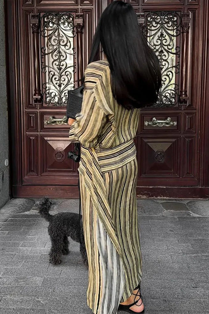 ZEYA - Tessa Striped V-Neck Maxi Dress