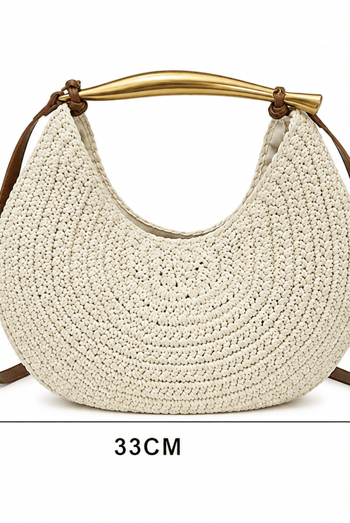 ZEYA - Valeria Sequined Straw Shoulder Bag