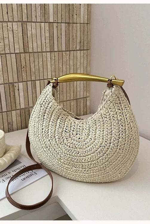 ZEYA - Valeria Sequined Straw Shoulder Bag