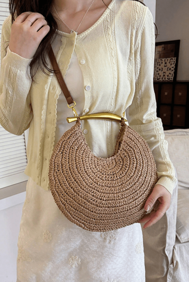 ZEYA - Valeria Sequined Straw Shoulder Bag