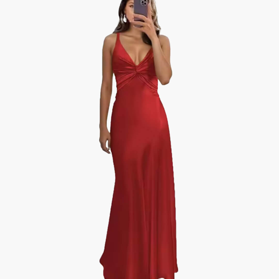 ZEYA - Venus Satin Open Back Maxi Dress