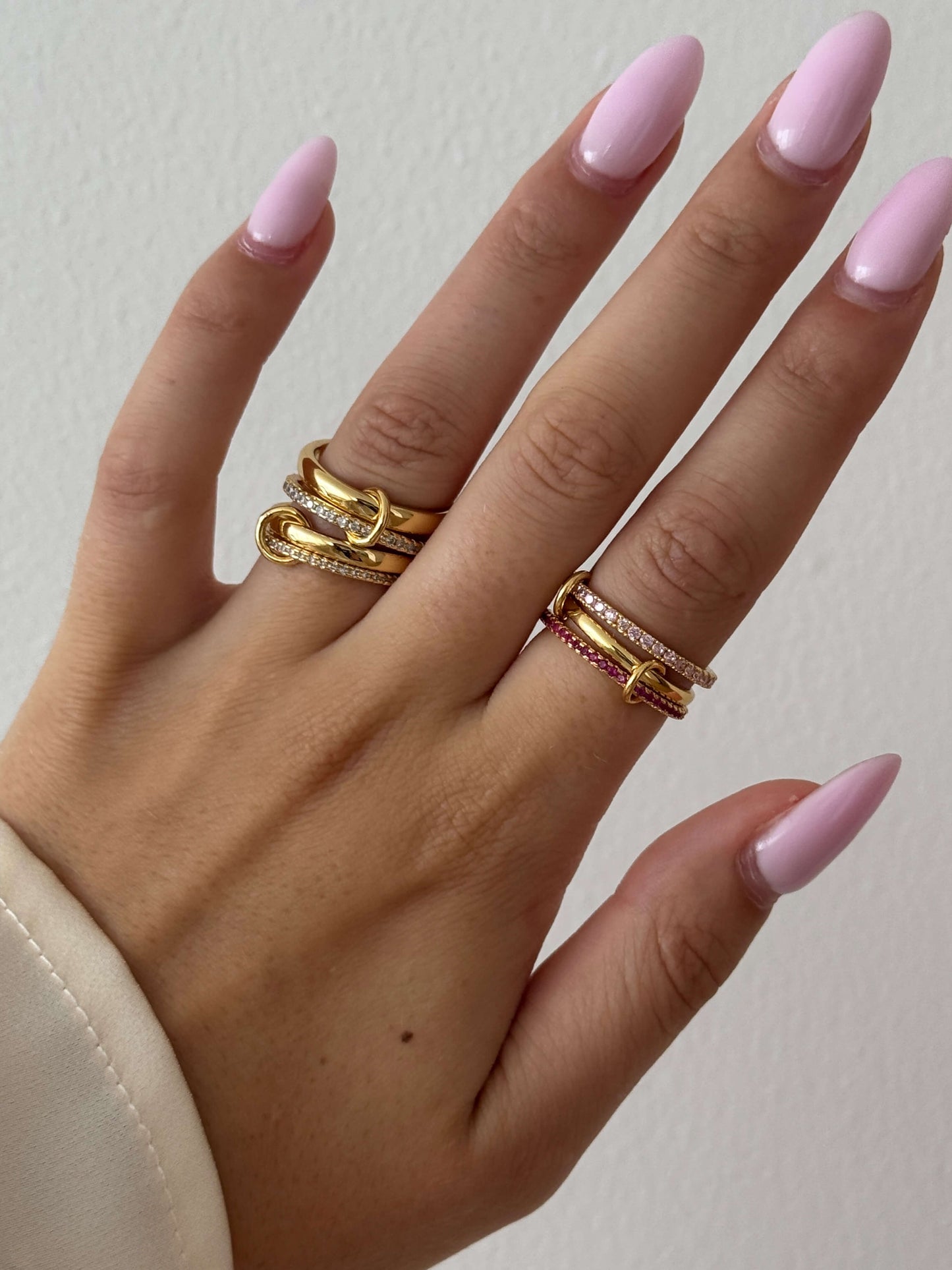 Rosy Pink Rhinestone Stablet Ring
