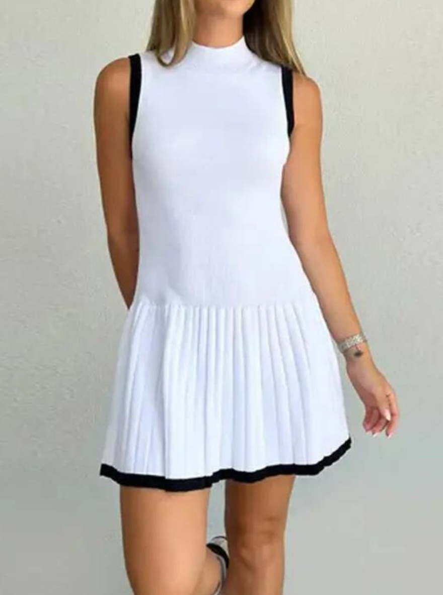 Sophie drop-waist kontraststrikket kjole