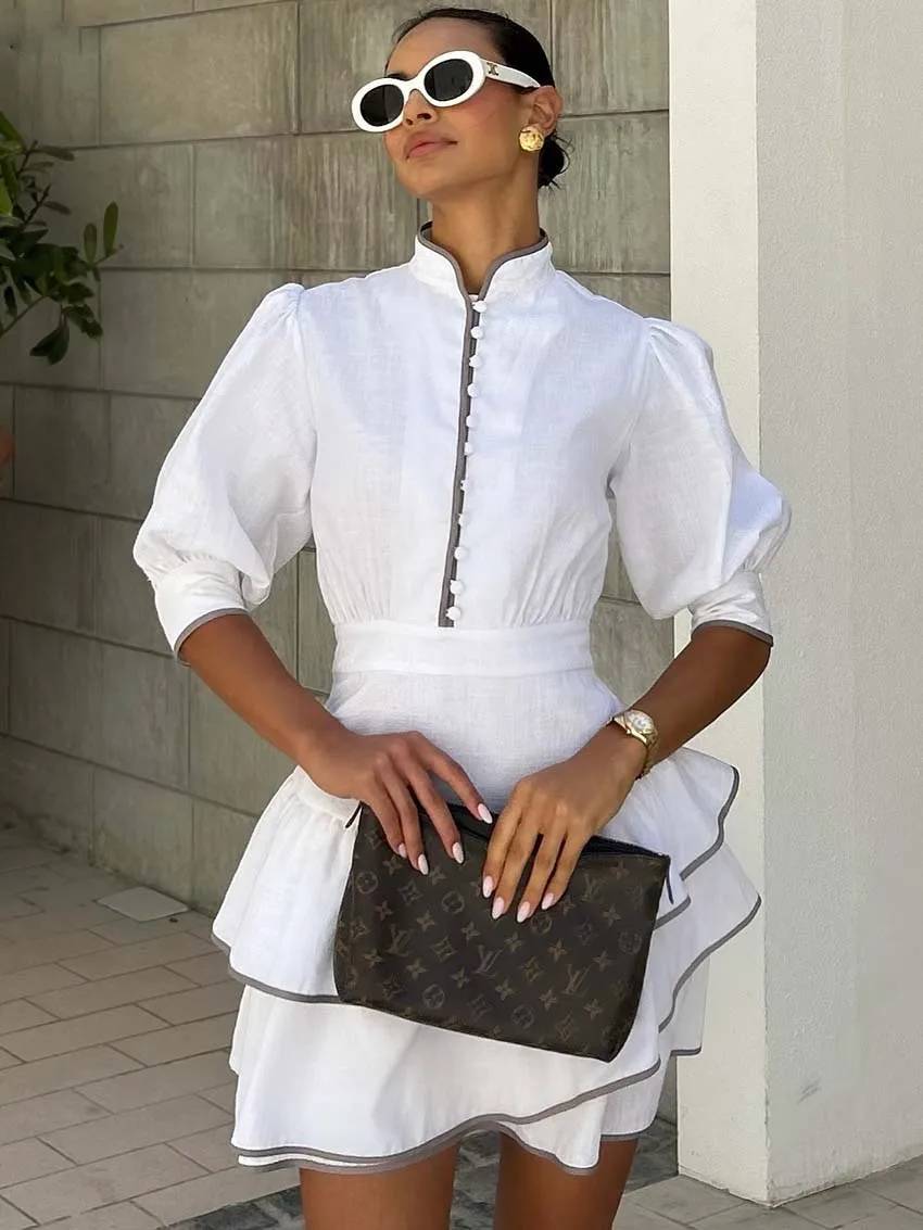 Sofia Patchwork Turtleneck Mini Dress