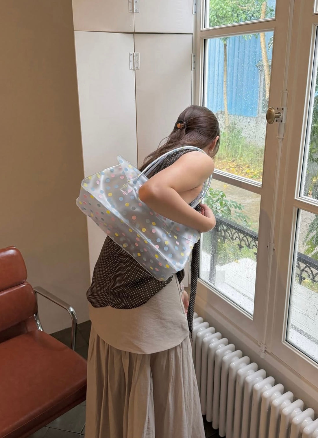 Alicia struktureret lædertaske med tophåndtag