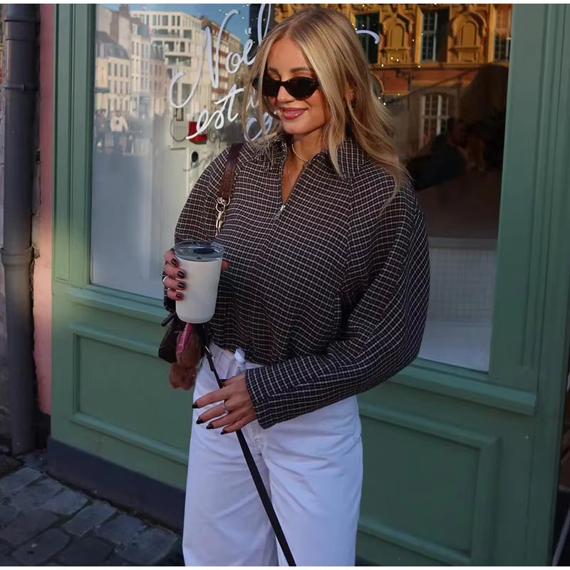 Erica Houndstooth Zip Jakke Sæt