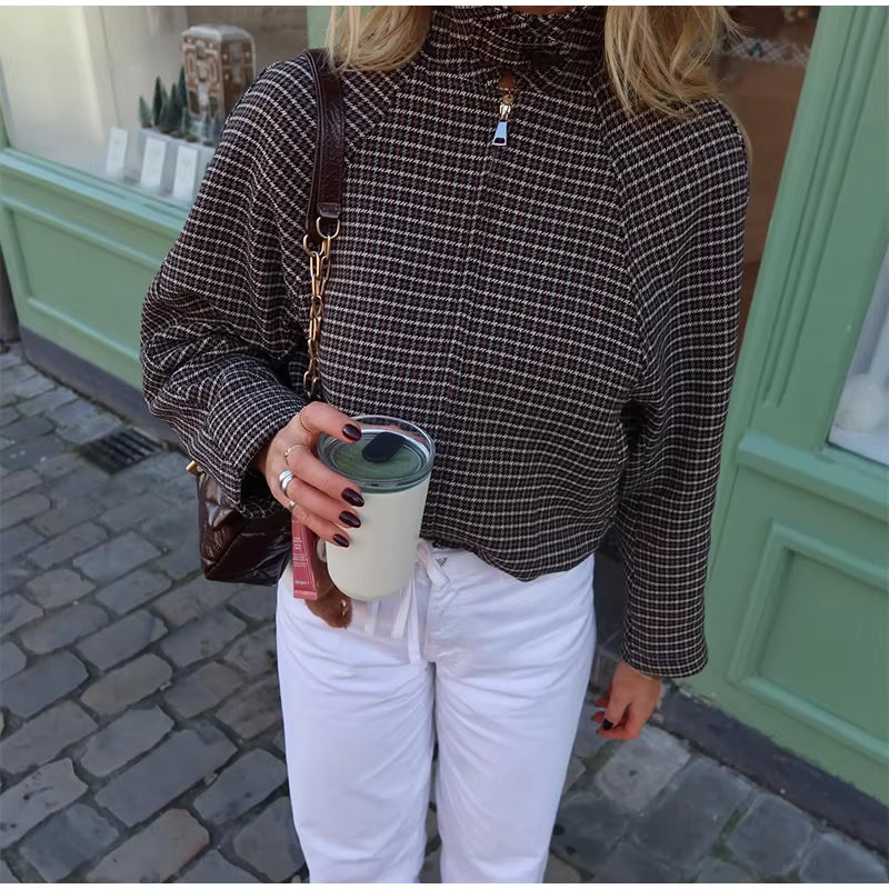 Erica Houndstooth Zip Jakke Sæt