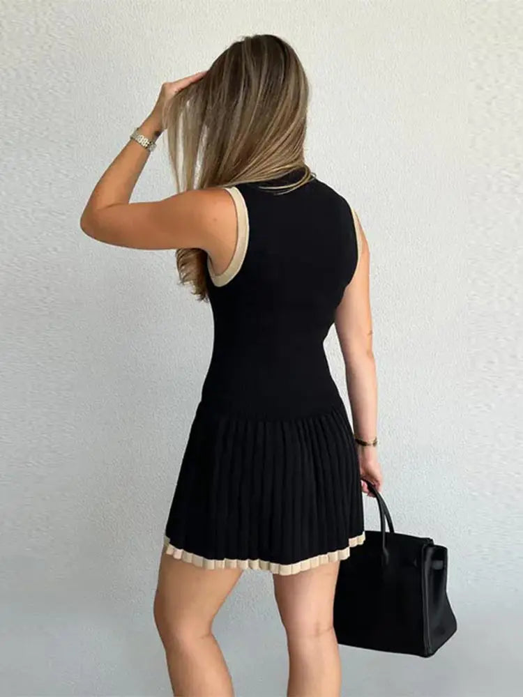 Sophie drop-waist kontraststrikket kjole
