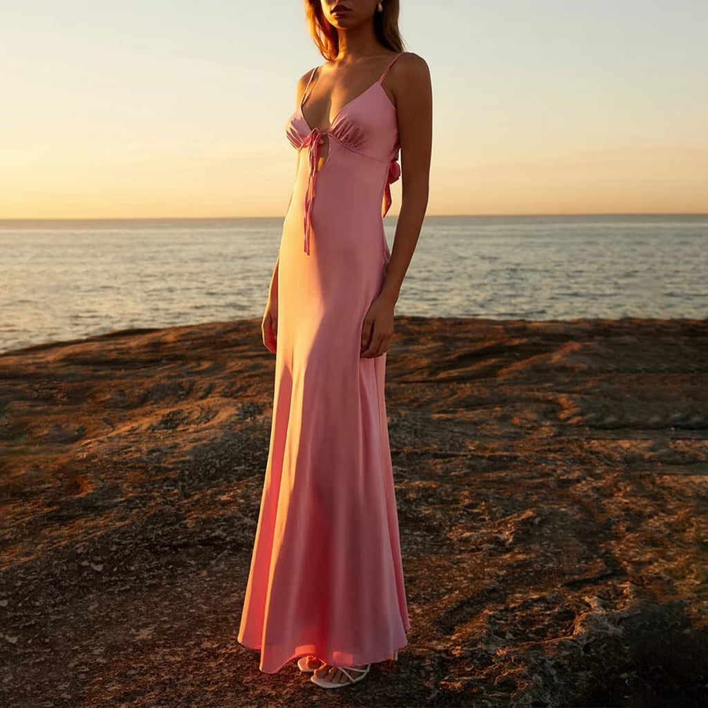 Bianca cutout silkeblød cami maxi-kjole