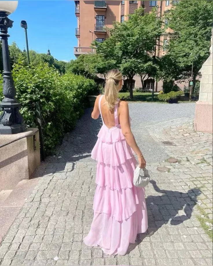 Jasmine Ruffle Backless Maxi Dress