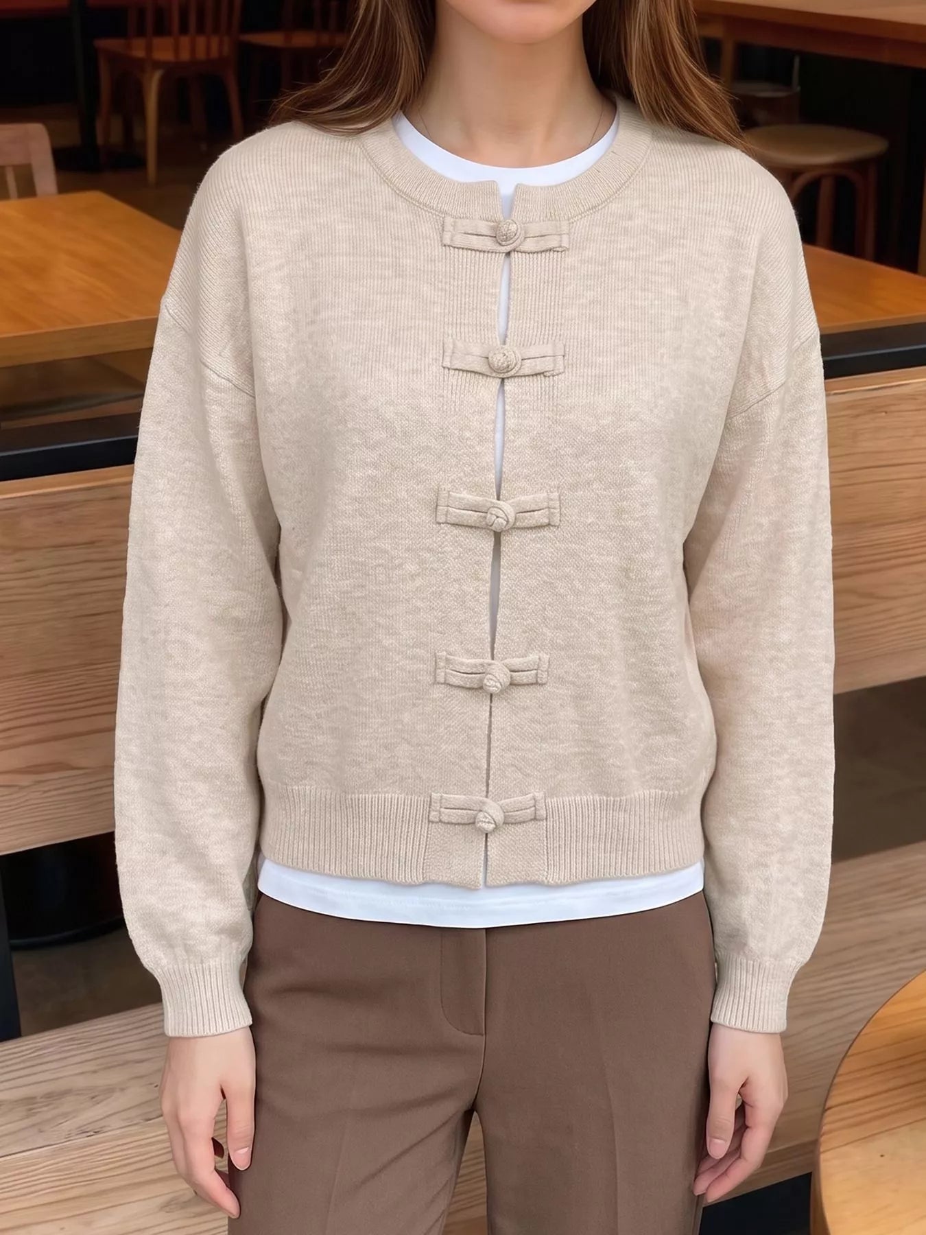 ZEYA - Angela Frog Knots Knitted Cardigan