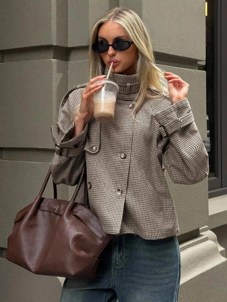 Helen Houndstooth-ternet Jakke