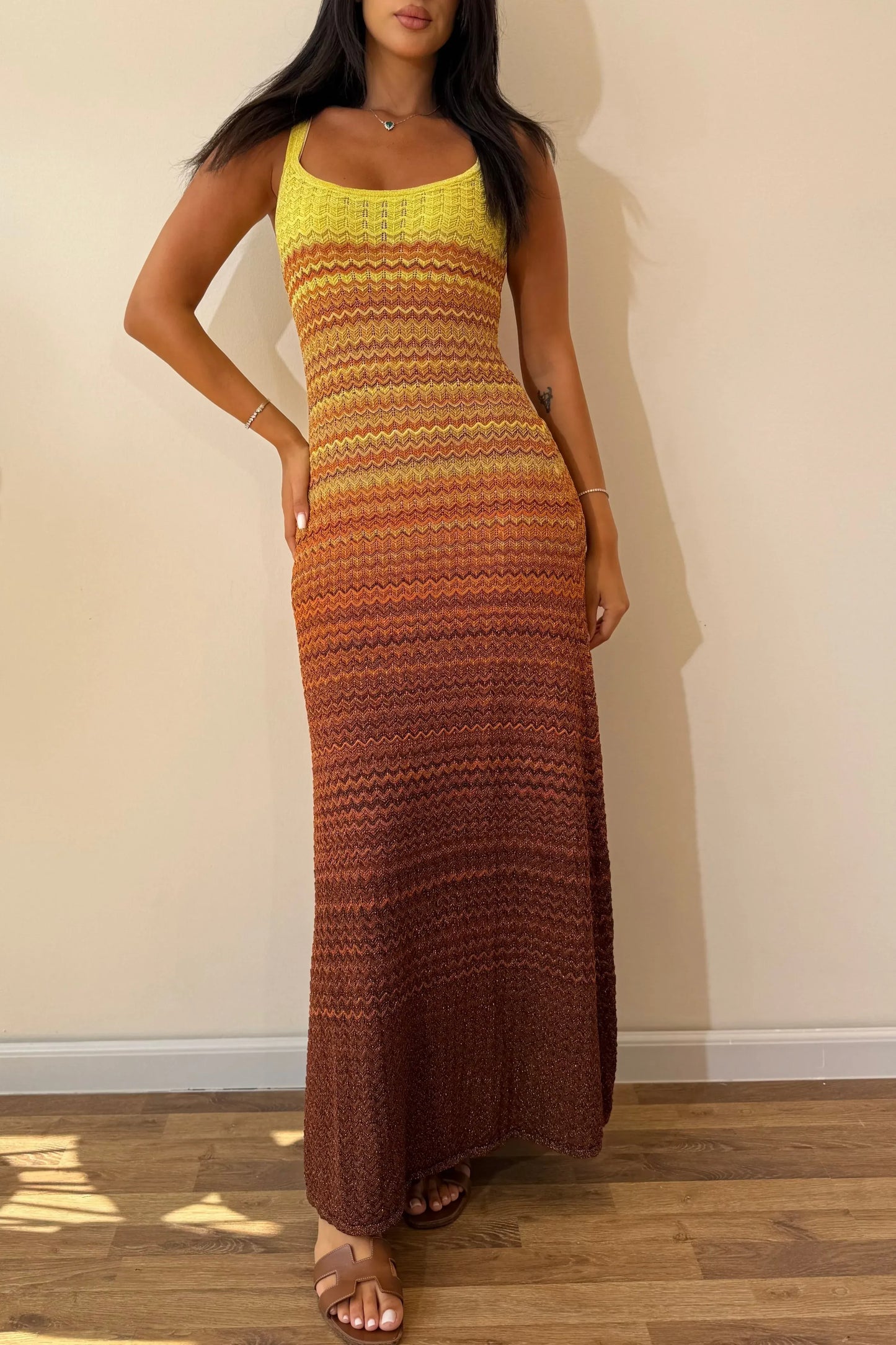 Margot strikket maxi-kjole Sunset