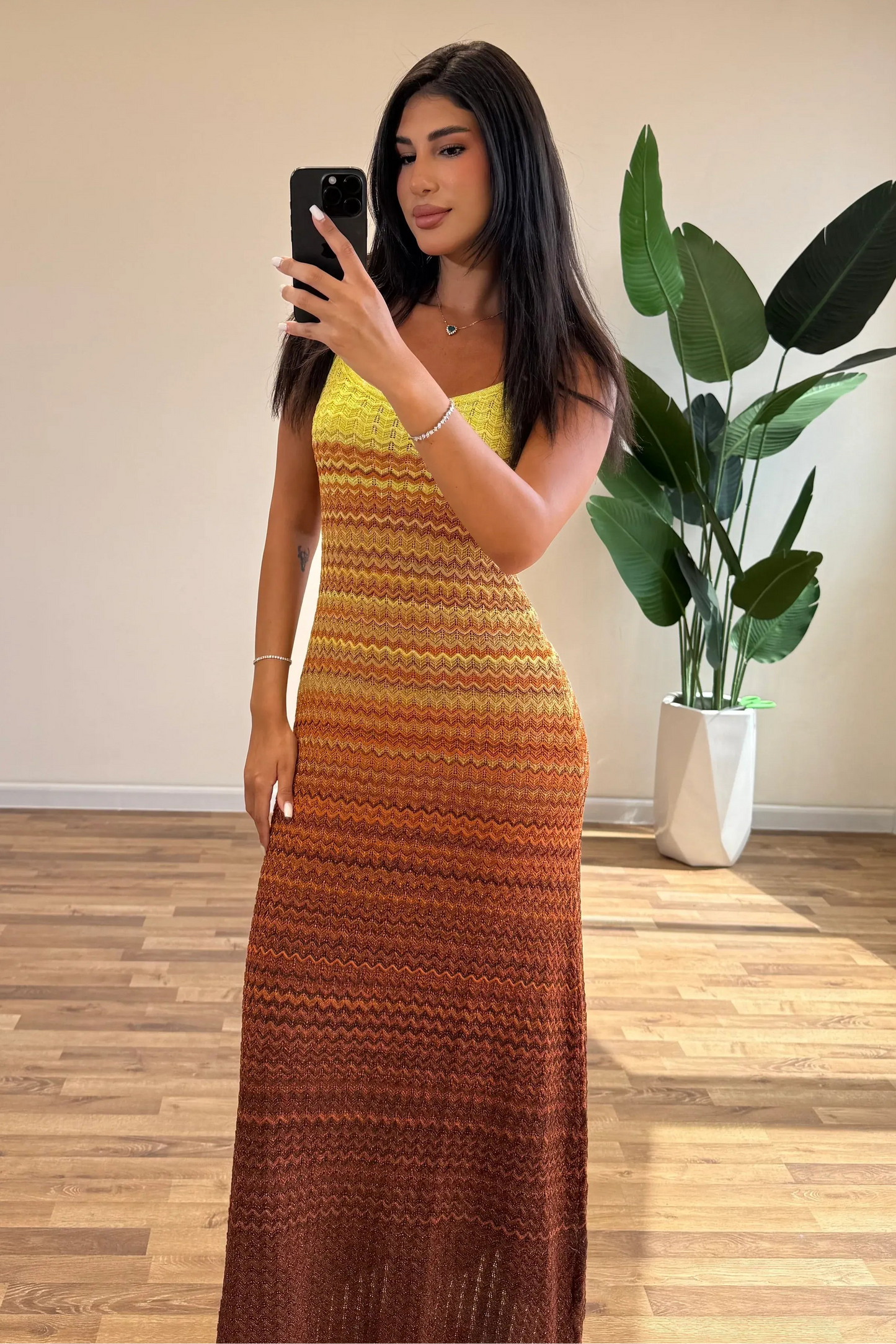 Margot strikket maxi-kjole Sunset