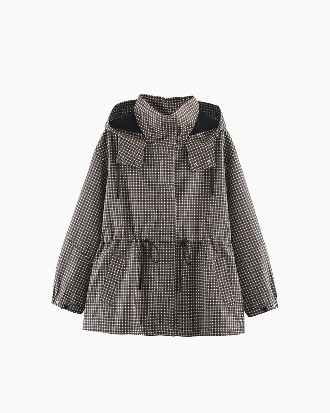 Jenny Plaid Hooded Windbreaker Jacket
