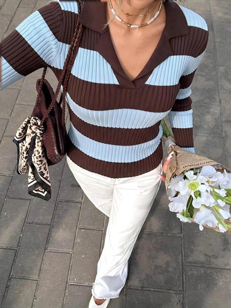 Lara Striped Striktrøje