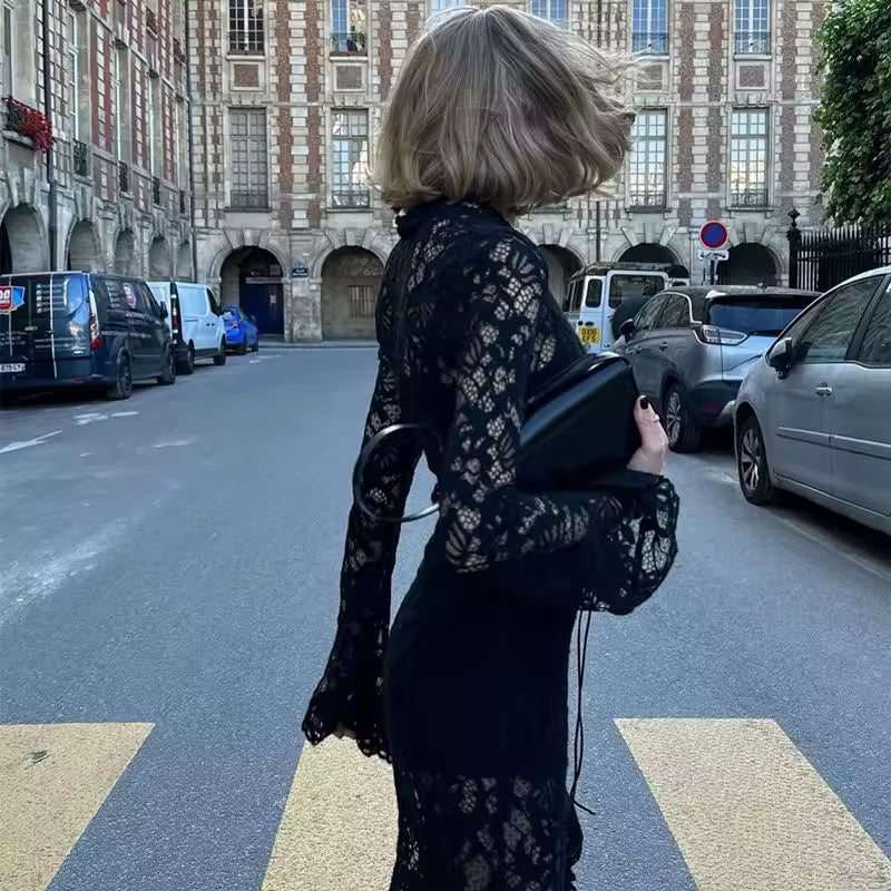 Florencia fransk blondekjole med bindebånd