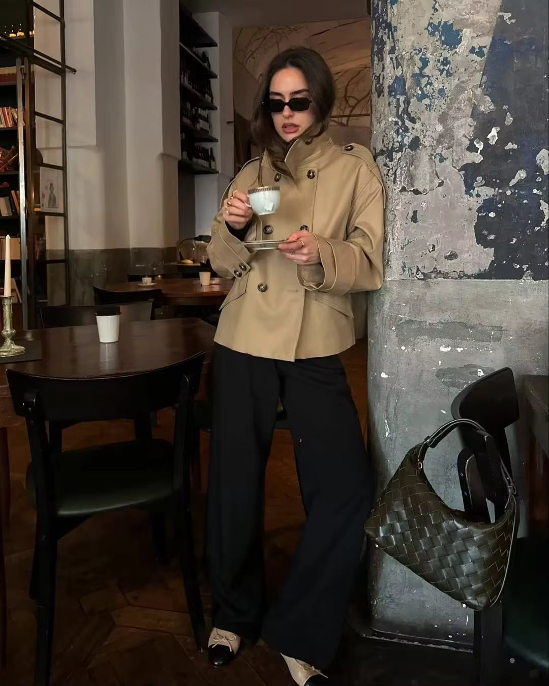 Audrey Beige Dobbelt Radet Trenchcoat