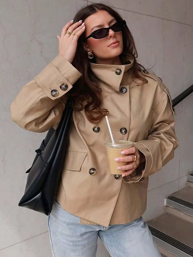 Audrey Beige Dobbelt Radet Trenchcoat