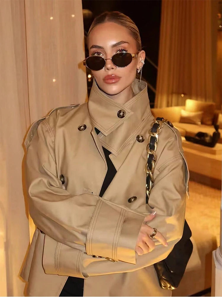 Audrey Beige Dobbelt Radet Trenchcoat